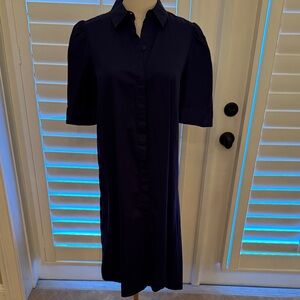 Pomander Place Navy Blue Button-Up Cotton Shirt Dress Size Small